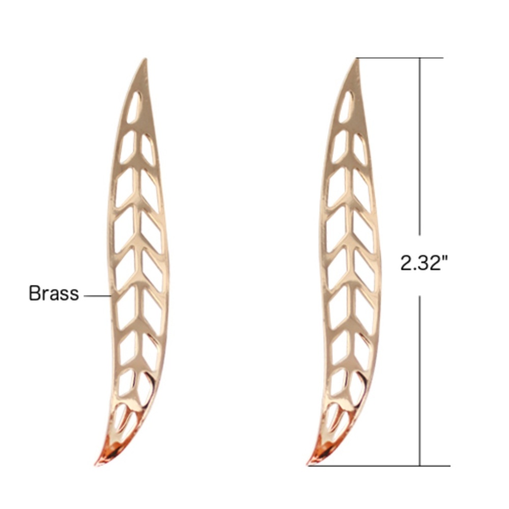 NEW Minimalist Brass Leaf Earrings - Picture 5 of 5